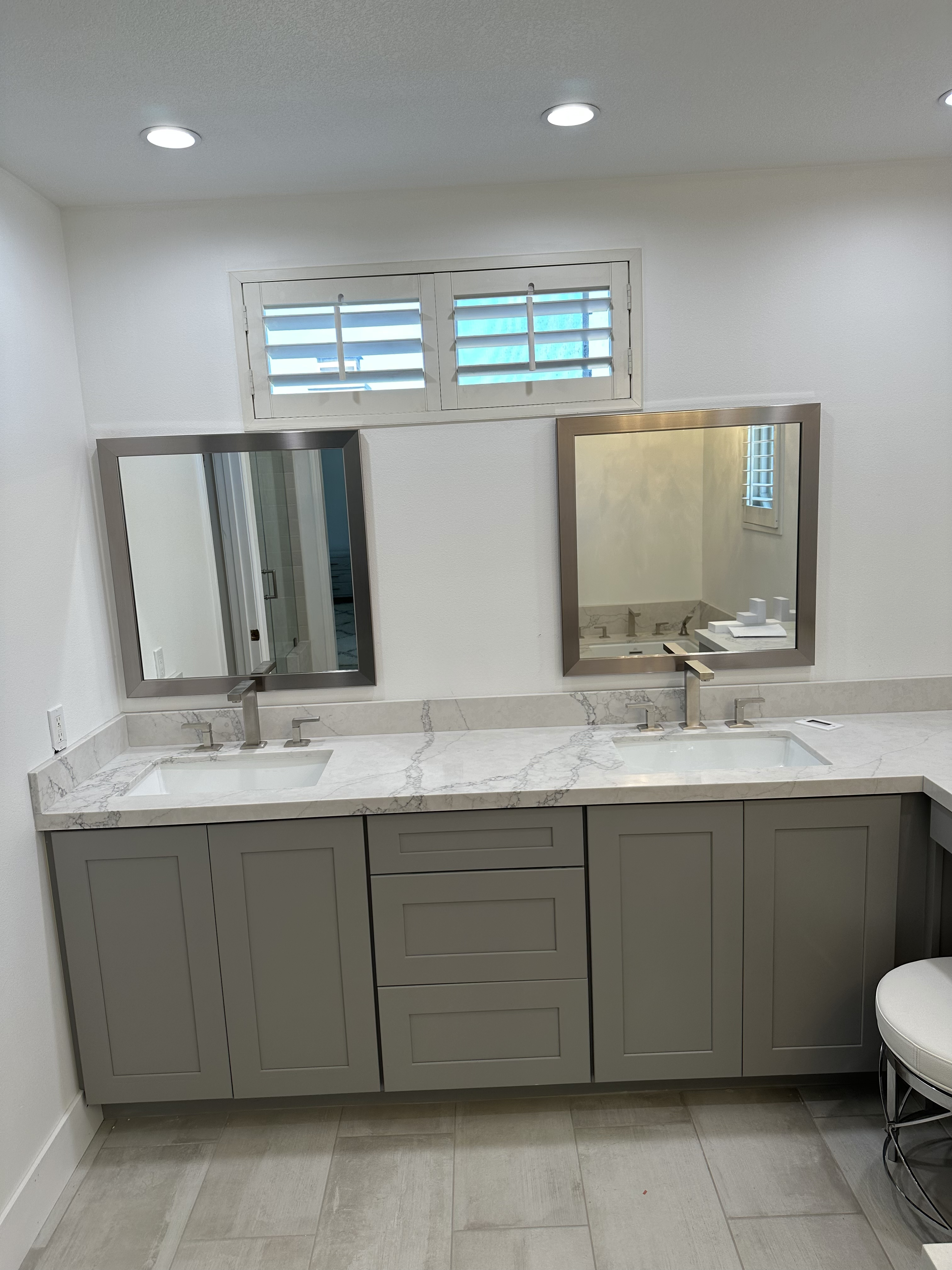 Custom framed mirror installed by DC Glass
